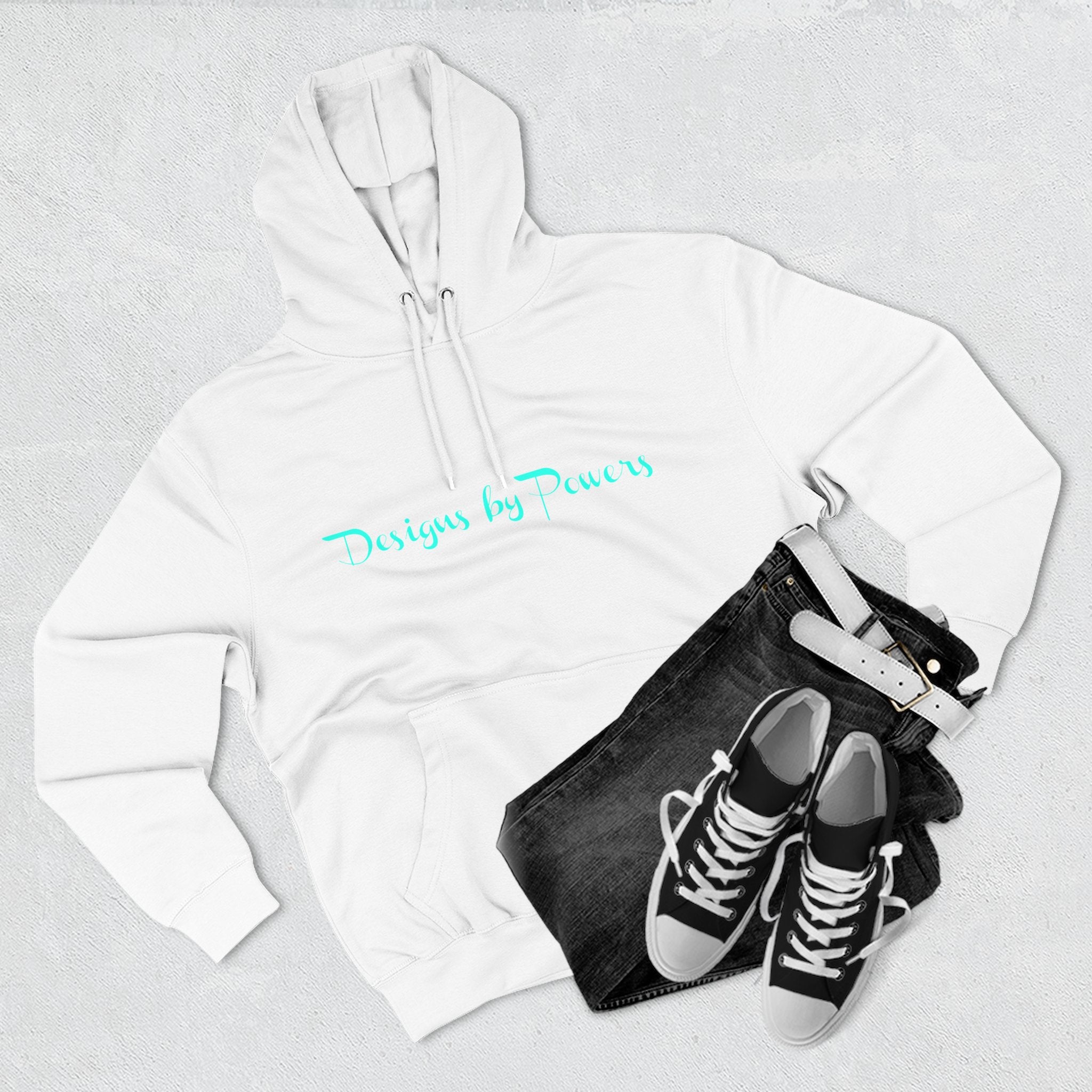 Designs by Powers Logo Cozy Three-Panel Fleece Hoodie for All Occasions, Casual Wear, Gift for Friends, Trendy Hoodie, Warm Layering, Everyday Comfort