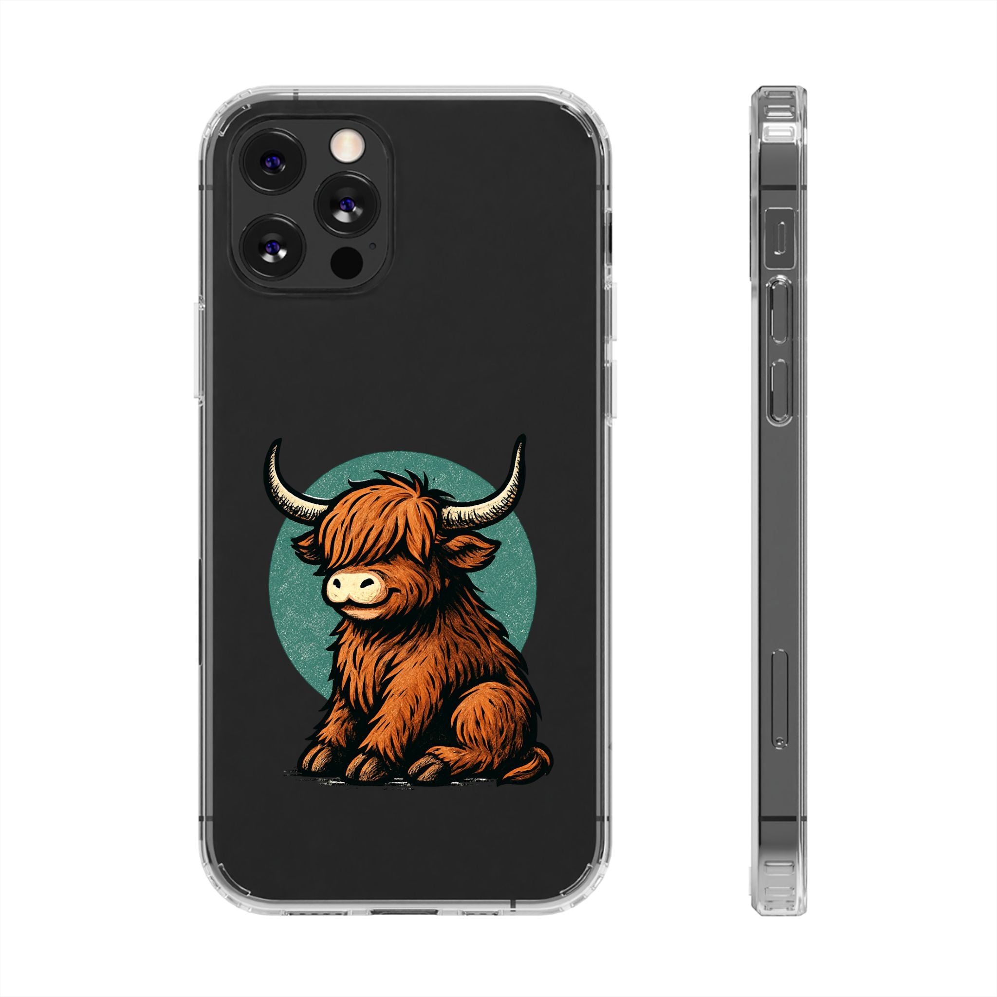 Highland Cow Phone Case, Clear Impact-Resistant Case, Cute Animal Case, Gift for Cow Lovers, Best Friend Gift, Unique Phone Accessory