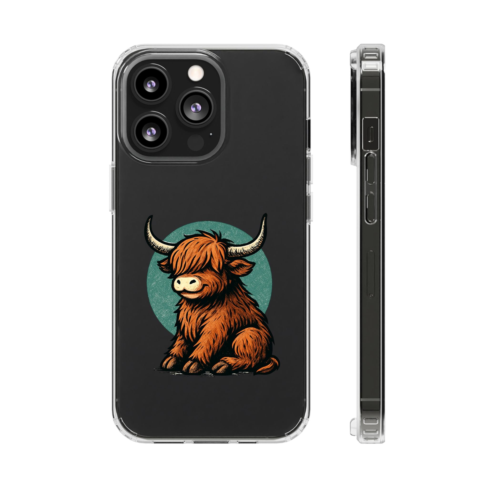 Highland Cow Phone Case, Clear Impact-Resistant Case, Cute Animal Case, Gift for Cow Lovers, Best Friend Gift, Unique Phone Accessory