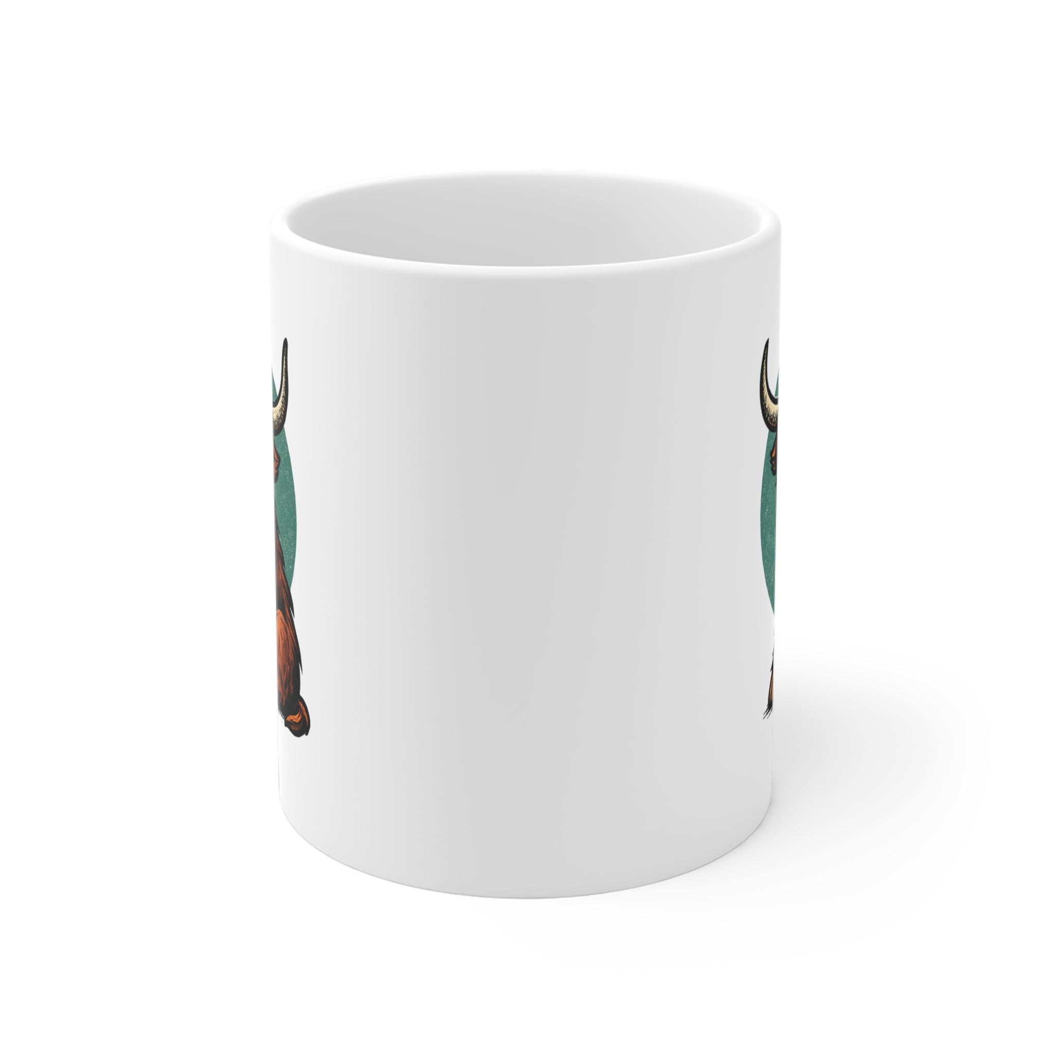 Highland Cow Ceramic Mug - Rustic Farmhouse Coffee Cup