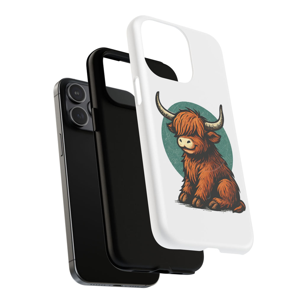 Phone Case - Highland Cow Sitting Design - Tough Magnetic Cases