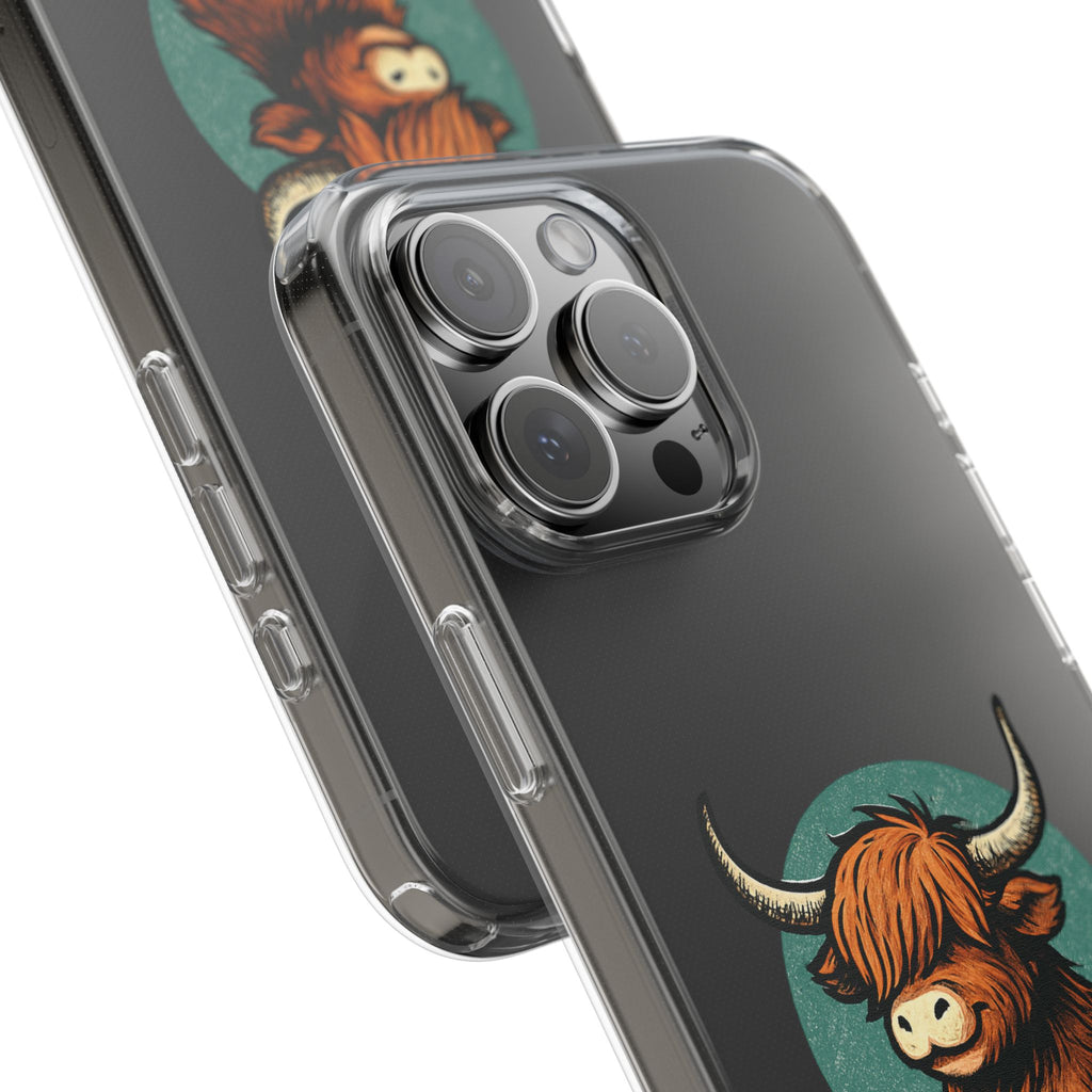 Highland Cow Phone Case, Clear Impact-Resistant Case, Cute Animal Case, Gift for Cow Lovers, Best Friend Gift, Unique Phone Accessory
