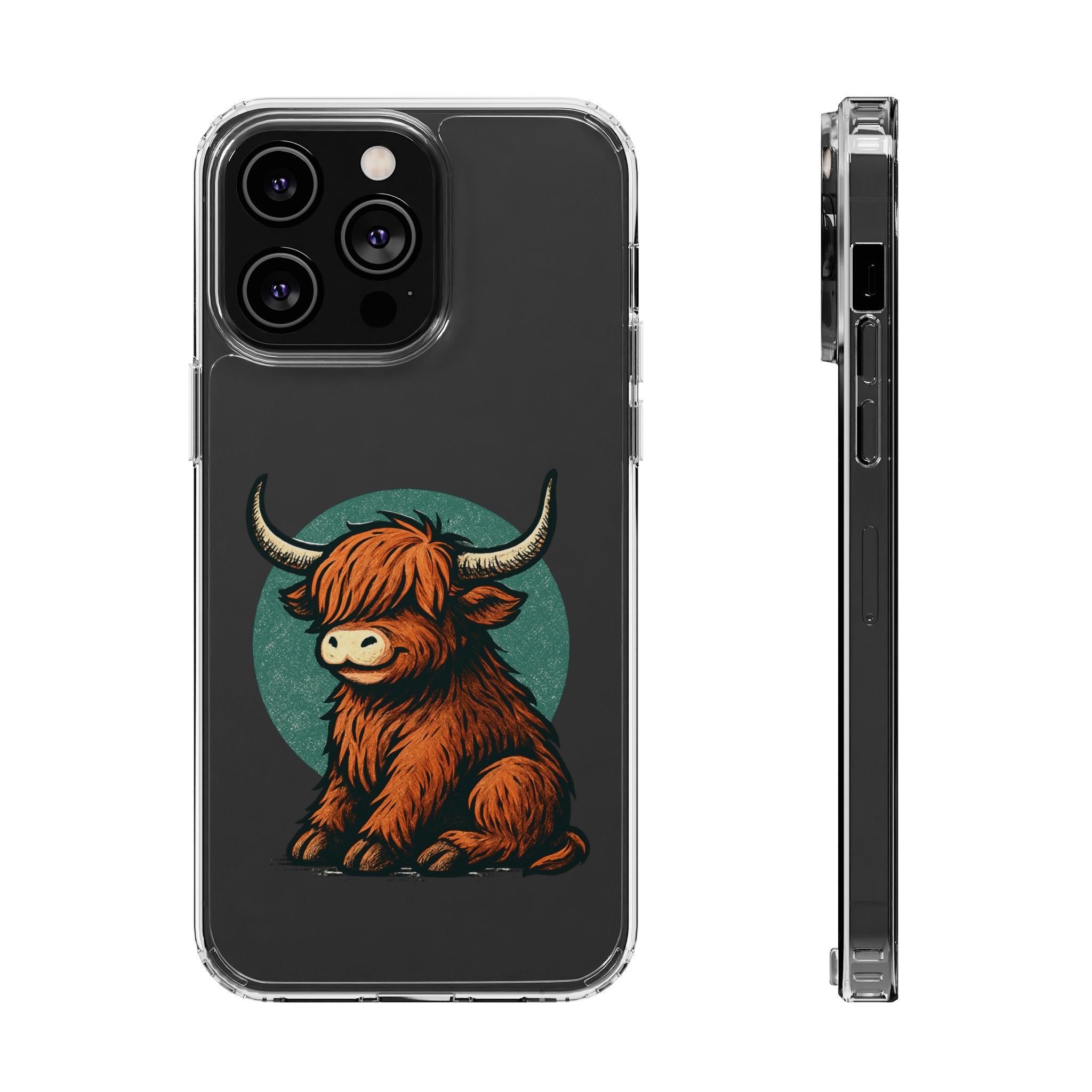 Highland Cow Phone Case, Clear Impact-Resistant Case, Cute Animal Case, Gift for Cow Lovers, Best Friend Gift, Unique Phone Accessory