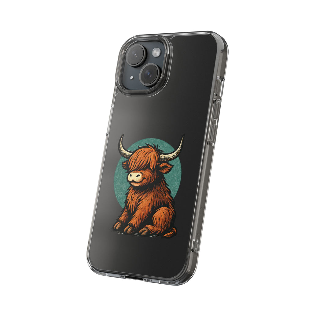 Highland Cow Phone Case, Clear Impact-Resistant Case, Cute Animal Case, Gift for Cow Lovers, Best Friend Gift, Unique Phone Accessory
