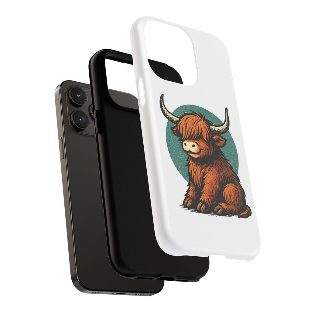 Phone Case - Highland Cow Sitting Design - Tough Magnetic Cases