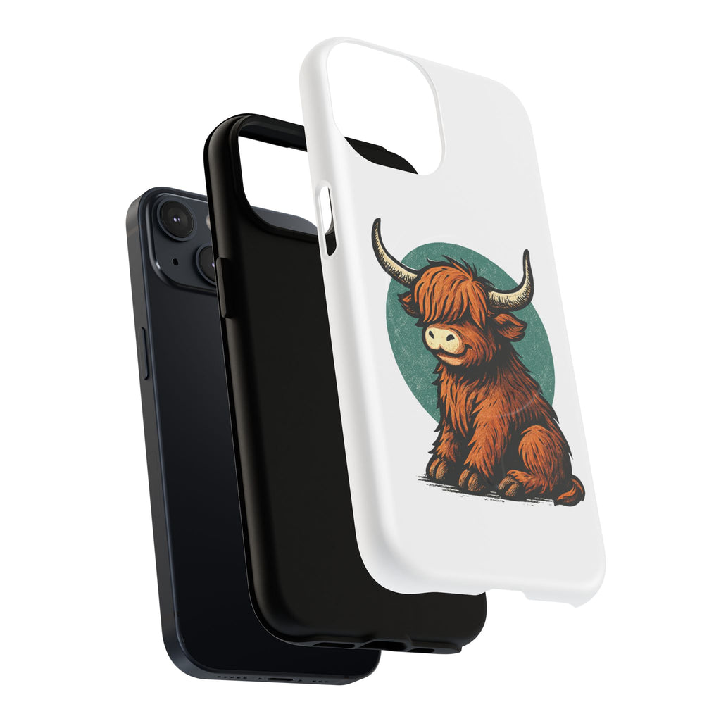 Phone Case - Highland Cow Sitting Design - Tough Magnetic Cases