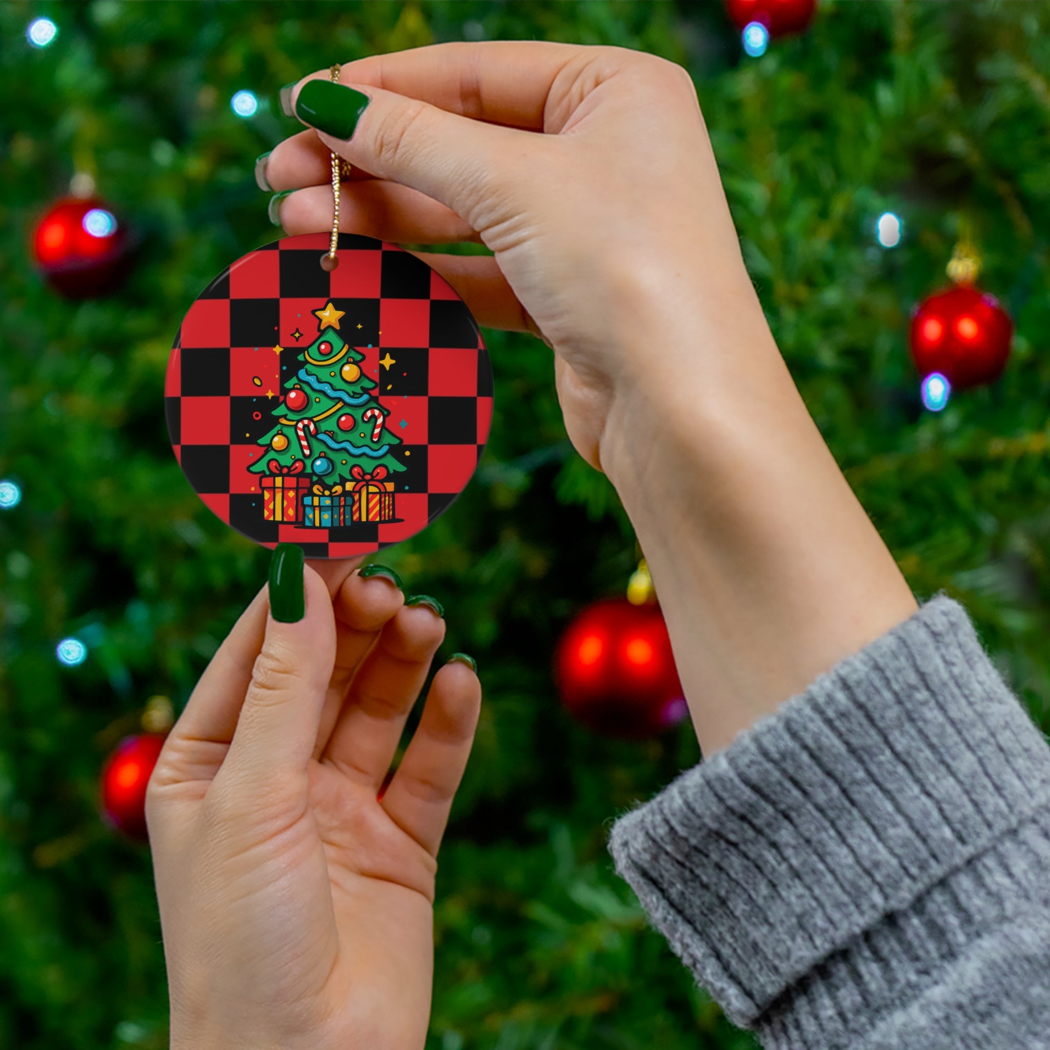 Festive Ceramic Ornament - Christmas Tree Design, Holiday Decoration, Home Decor, Gift Tag, Tree Hanging