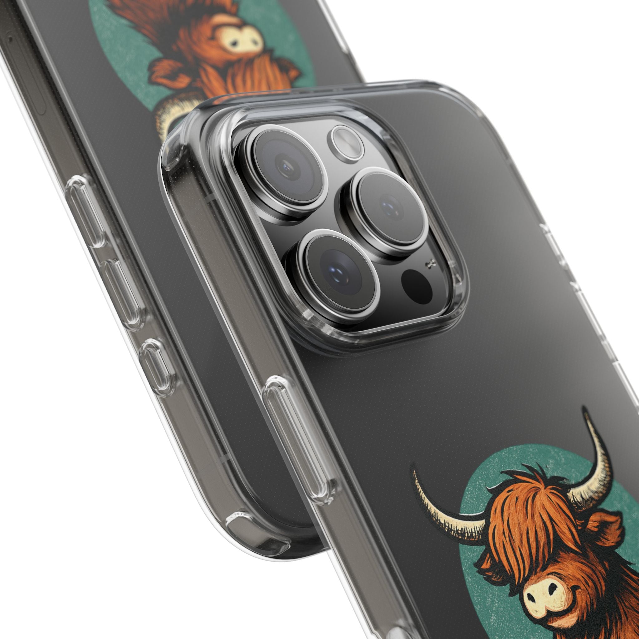 Highland Cow Phone Case, Clear Impact-Resistant Case, Cute Animal Case, Gift for Cow Lovers, Best Friend Gift, Unique Phone Accessory