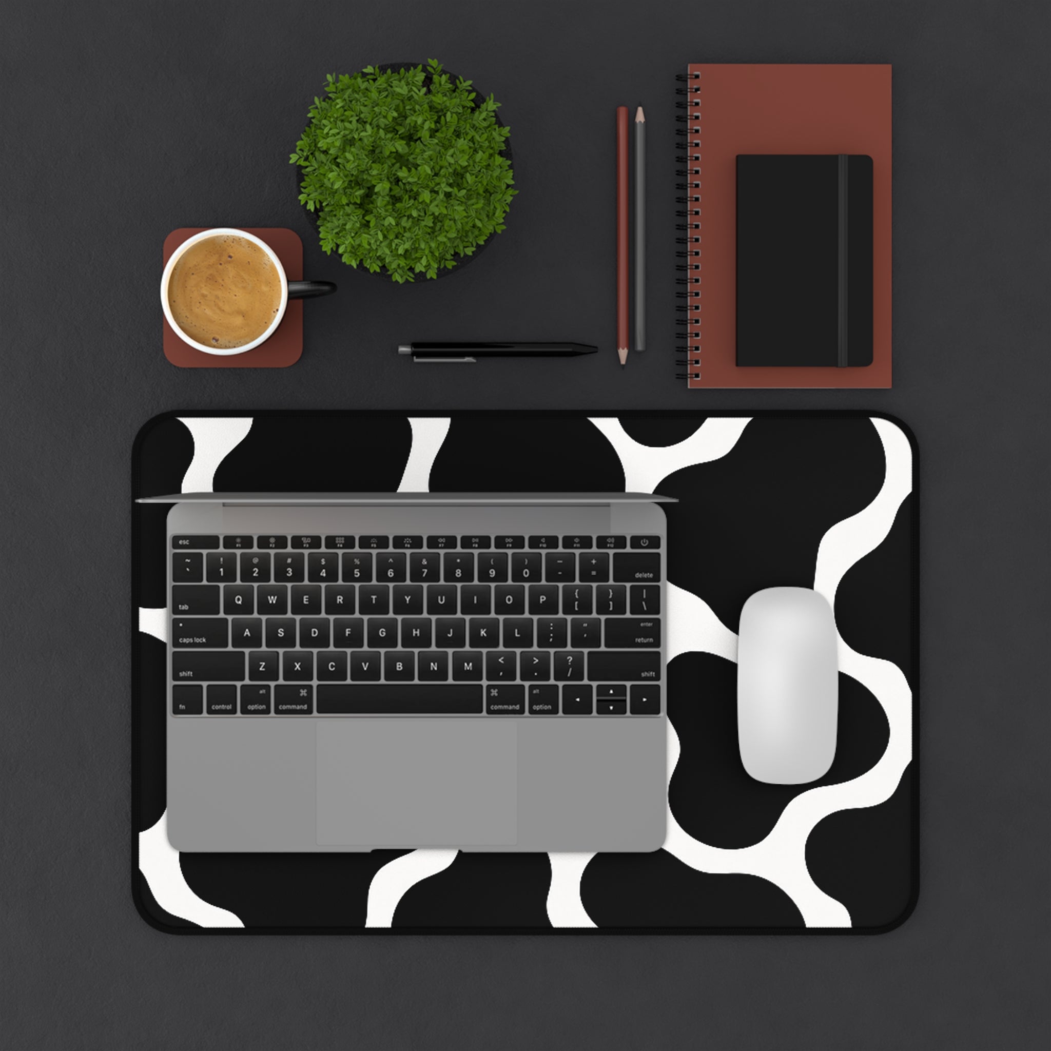 Chic Black and White Cow Print Desk Mat, Cow Print Mousepad, Office Decor, Desk Accessories, Gift for Cow Lovers