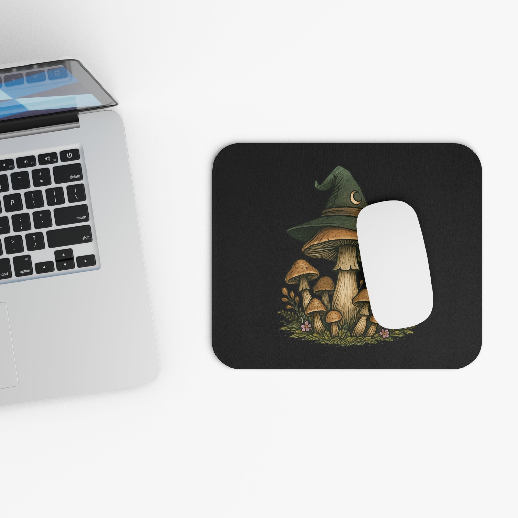 Enchanting Mushroom and Crystal Mouse Pad, Eclectic Desk Decor, Fantasy Office Accessory, Gamer Gift, Witchy Home Office Must-Have