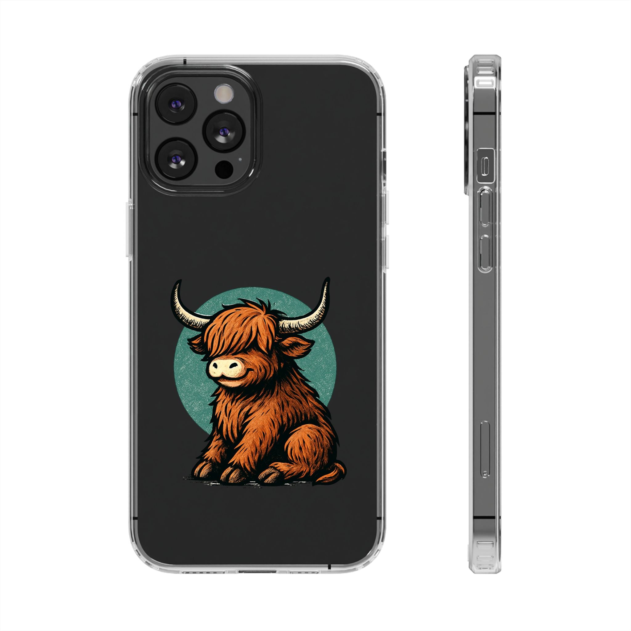 Highland Cow Phone Case, Clear Impact-Resistant Case, Cute Animal Case, Gift for Cow Lovers, Best Friend Gift, Unique Phone Accessory