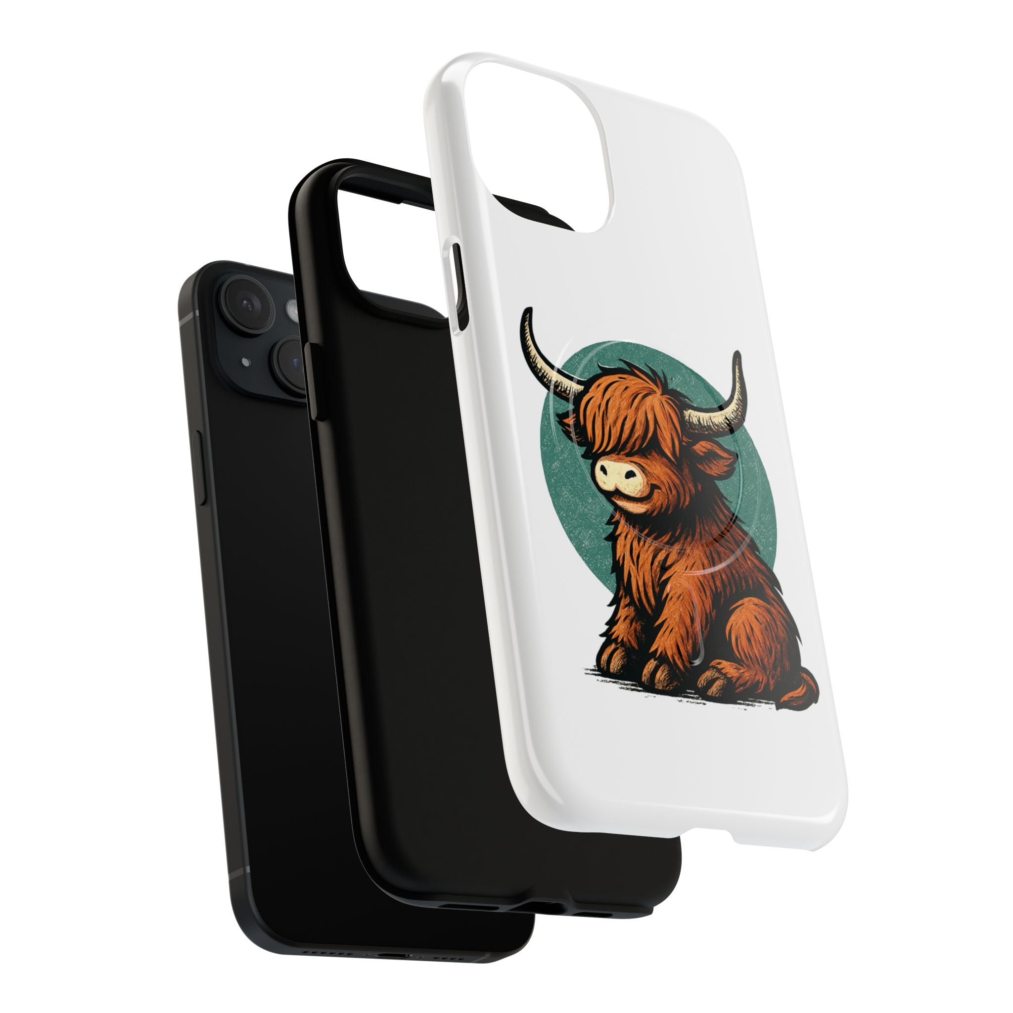 Phone Case - Highland Cow Sitting Design - Tough Magnetic Cases