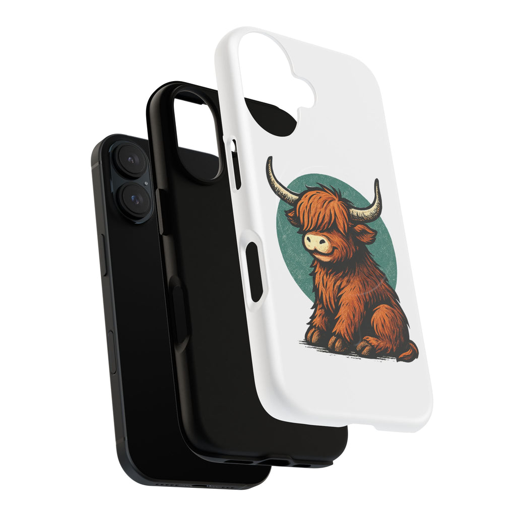 Phone Case - Highland Cow Sitting Design - Tough Magnetic Cases