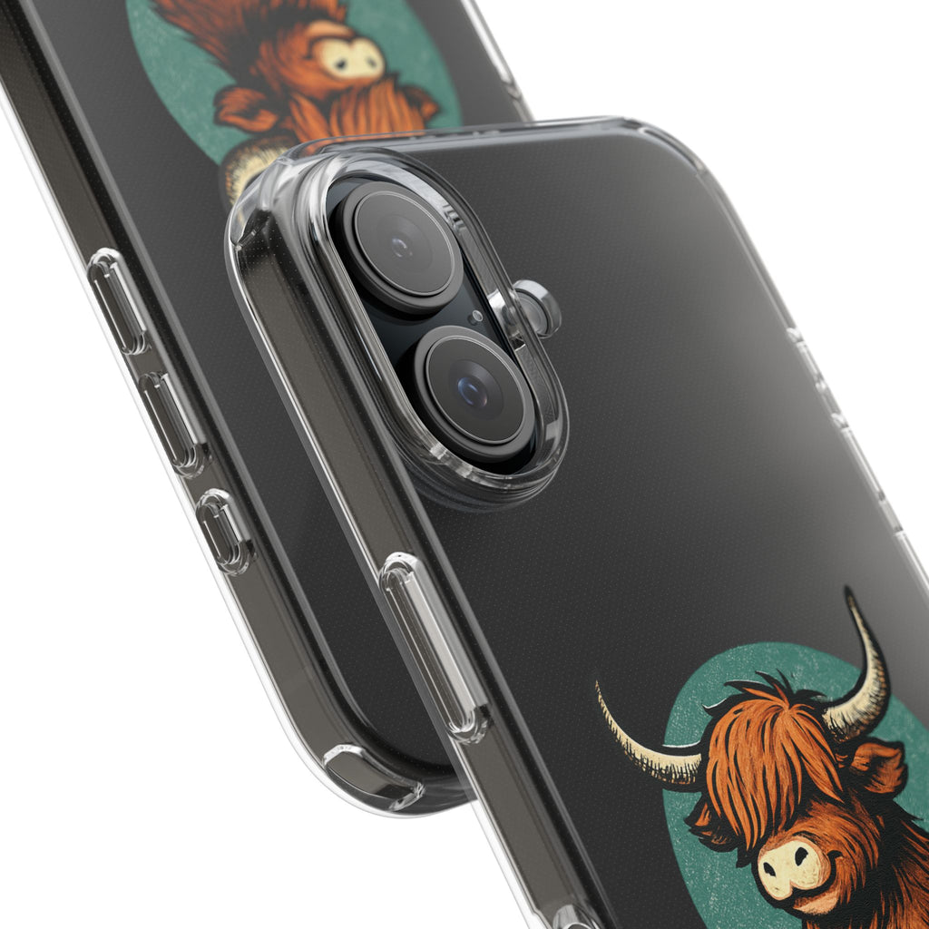 Highland Cow Phone Case, Clear Impact-Resistant Case, Cute Animal Case, Gift for Cow Lovers, Best Friend Gift, Unique Phone Accessory
