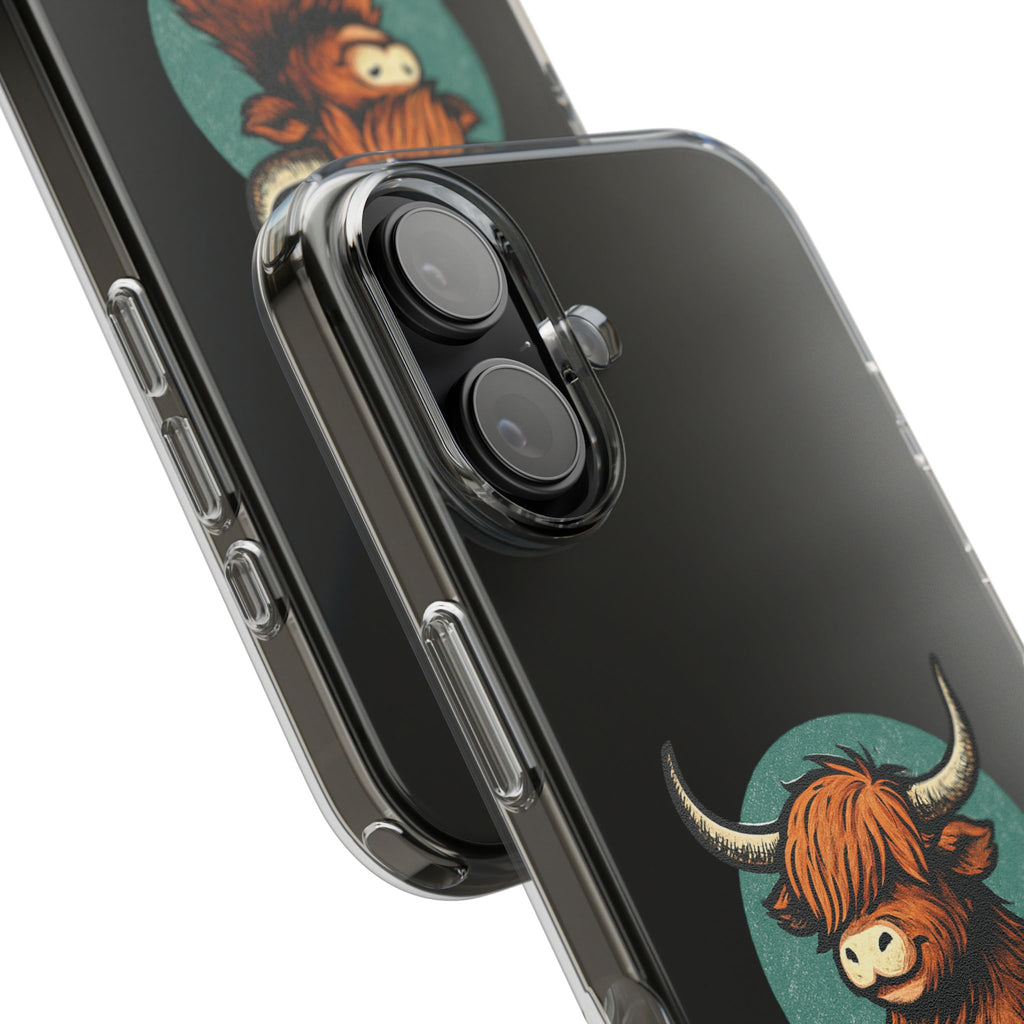 Highland Cow Phone Case, Clear Impact-Resistant Case, Cute Animal Case, Gift for Cow Lovers, Best Friend Gift, Unique Phone Accessory