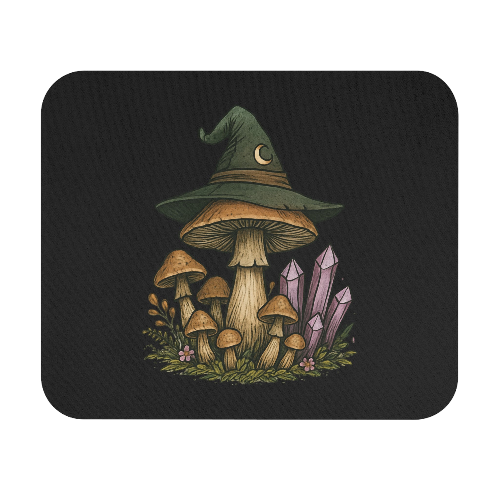 Enchanting Mushroom and Crystal Mouse Pad, Eclectic Desk Decor, Fantasy Office Accessory, Gamer Gift, Witchy Home Office Must-Have