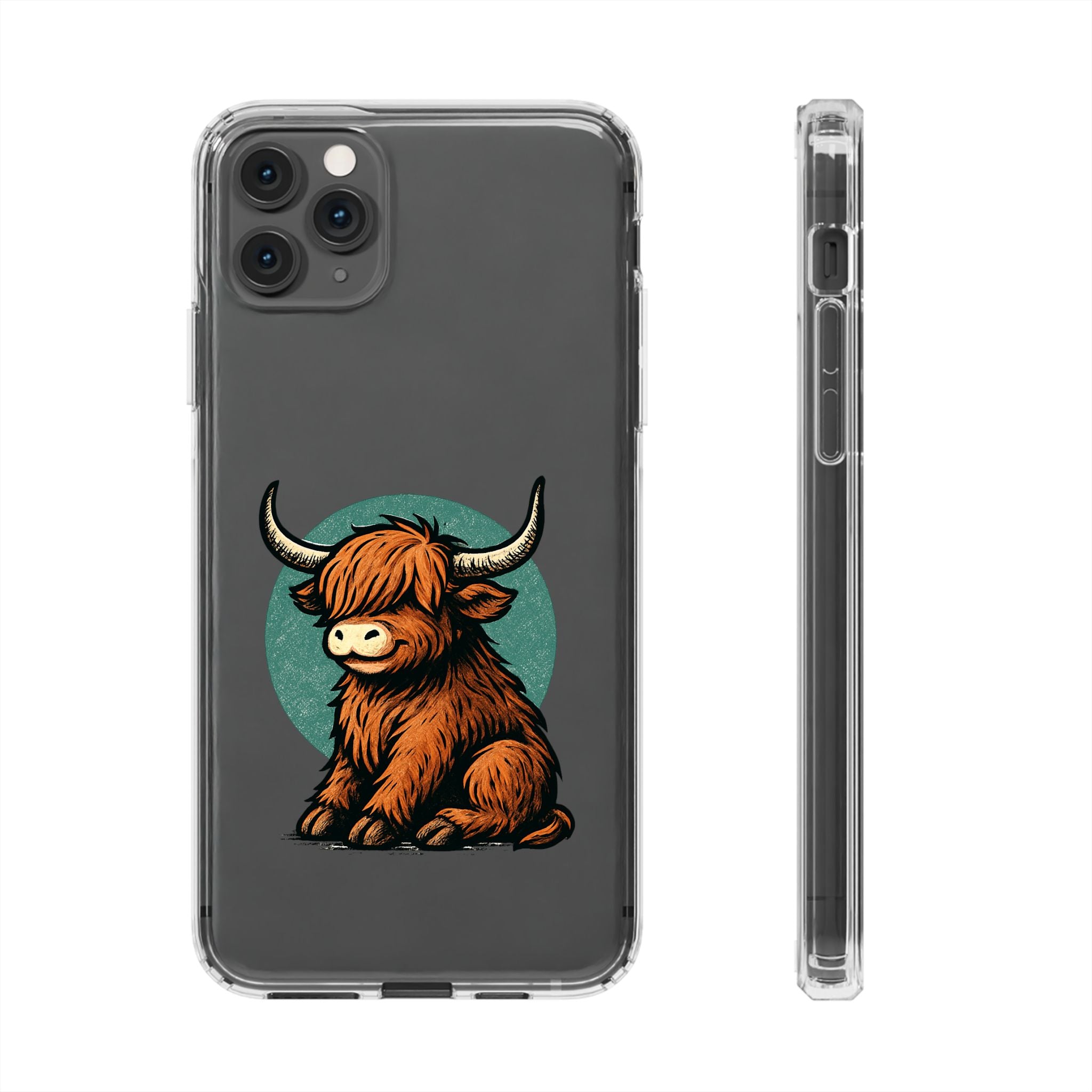 Highland Cow Phone Case, Clear Impact-Resistant Case, Cute Animal Case, Gift for Cow Lovers, Best Friend Gift, Unique Phone Accessory
