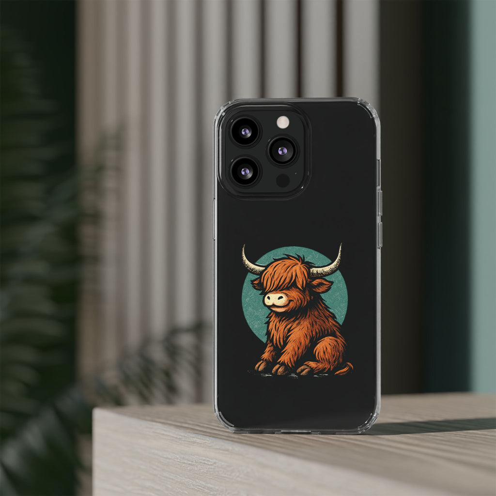Highland Cow Phone Case, Clear Impact-Resistant Case, Cute Animal Case, Gift for Cow Lovers, Best Friend Gift, Unique Phone Accessory