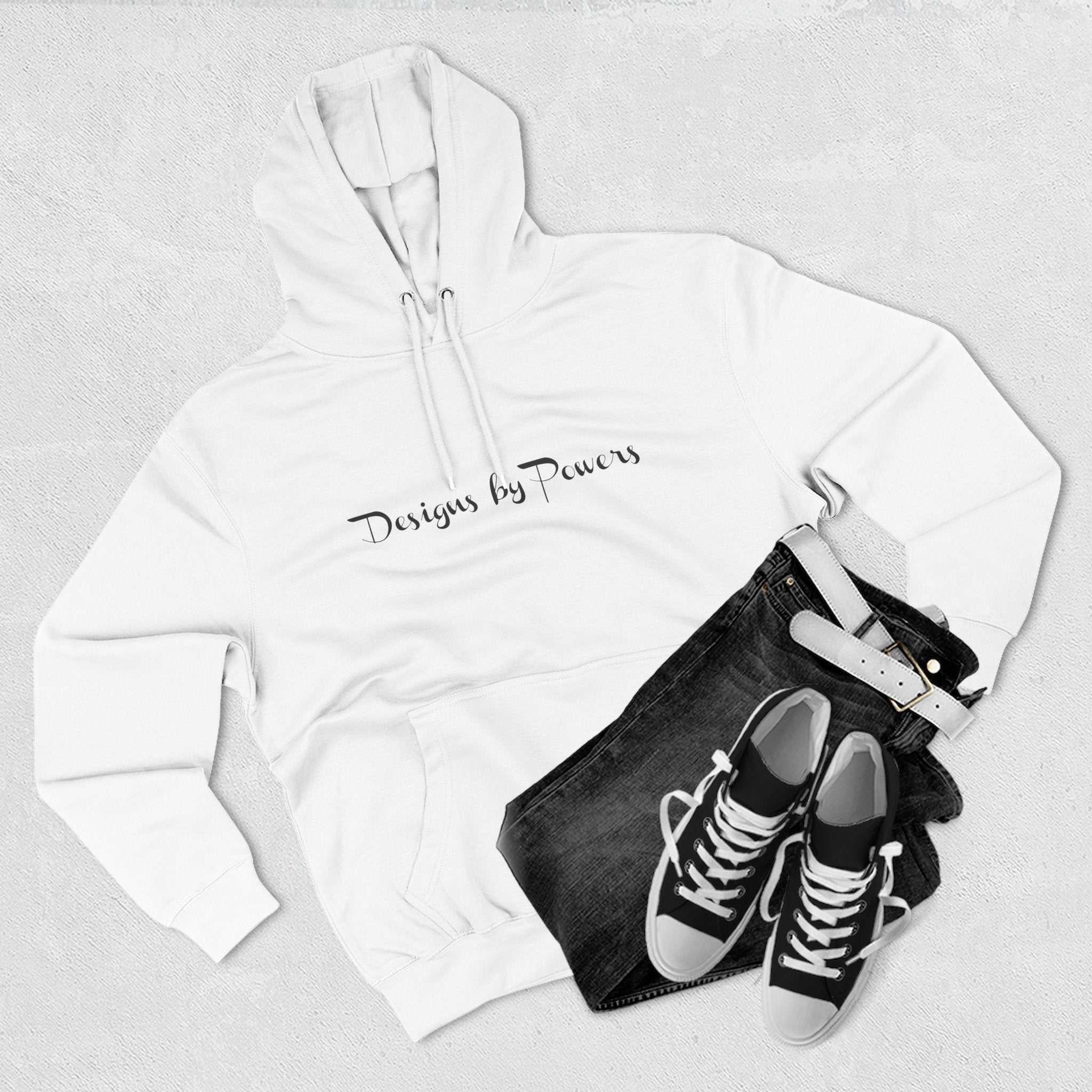Official Designs by Powers Three-Panel Fleece Hoodie — Minimal Script Logo Pullover