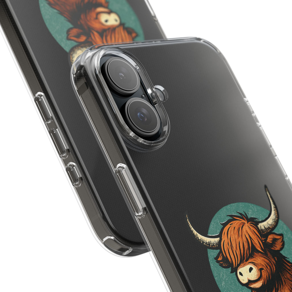 Highland Cow Phone Case, Clear Impact-Resistant Case, Cute Animal Case, Gift for Cow Lovers, Best Friend Gift, Unique Phone Accessory