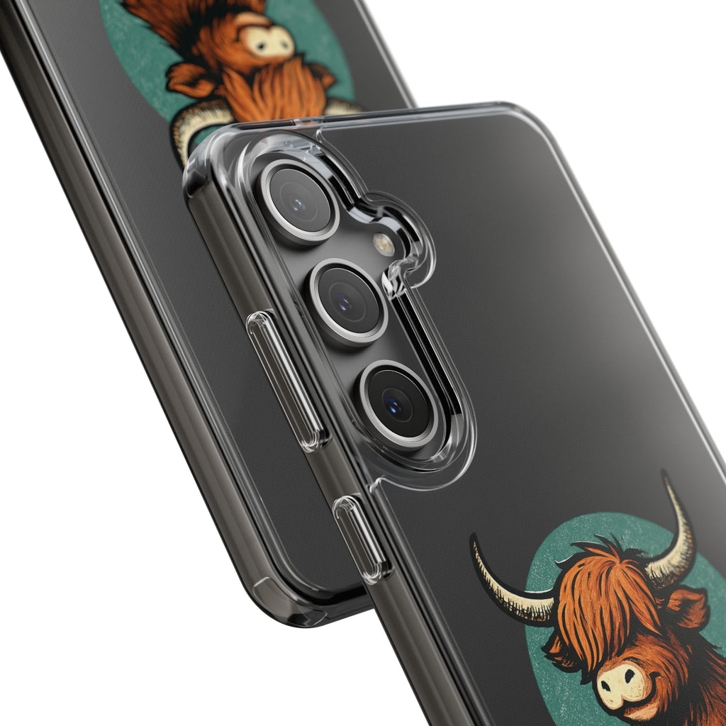 Highland Cow Phone Case, Clear Impact-Resistant Case, Cute Animal Case, Gift for Cow Lovers, Best Friend Gift, Unique Phone Accessory