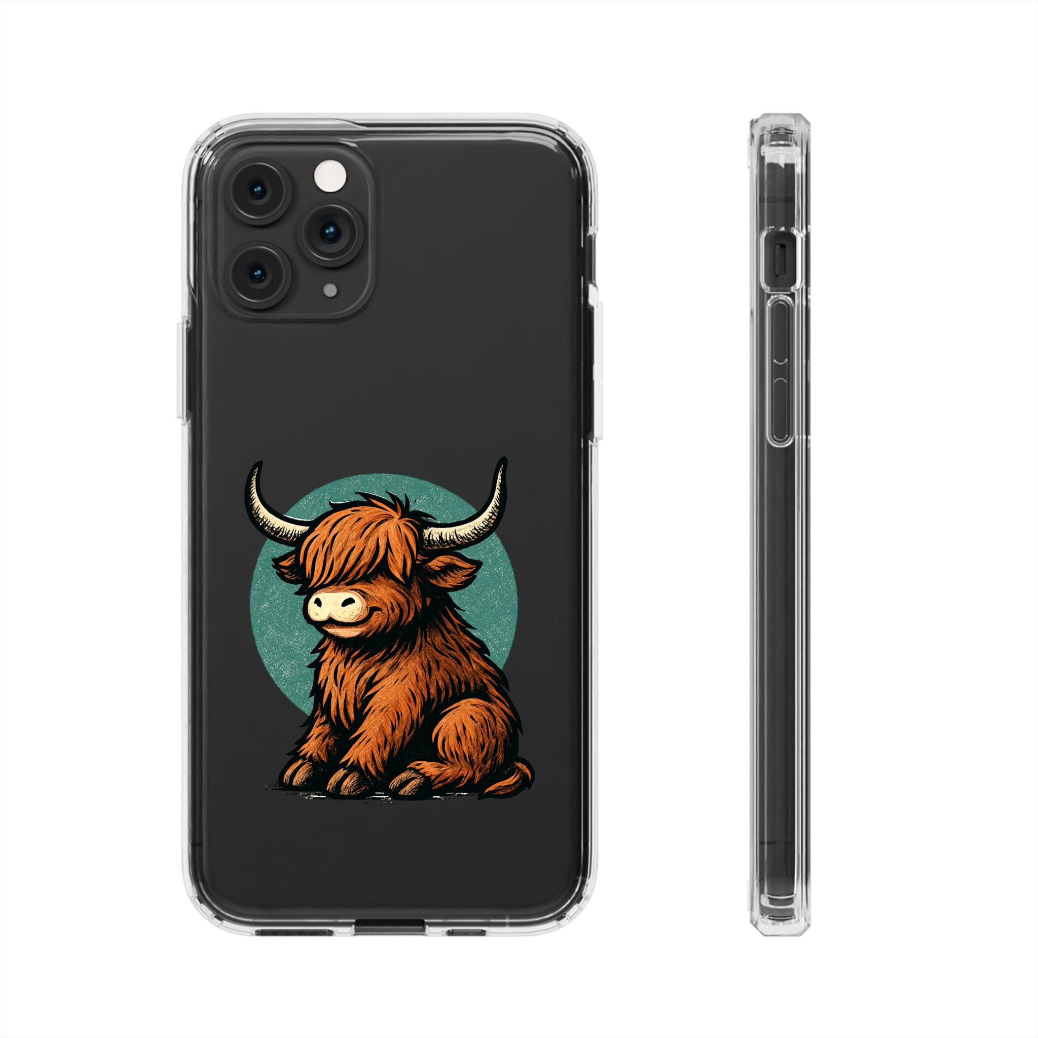 Highland Cow Phone Case, Clear Impact-Resistant Case, Cute Animal Case, Gift for Cow Lovers, Best Friend Gift, Unique Phone Accessory