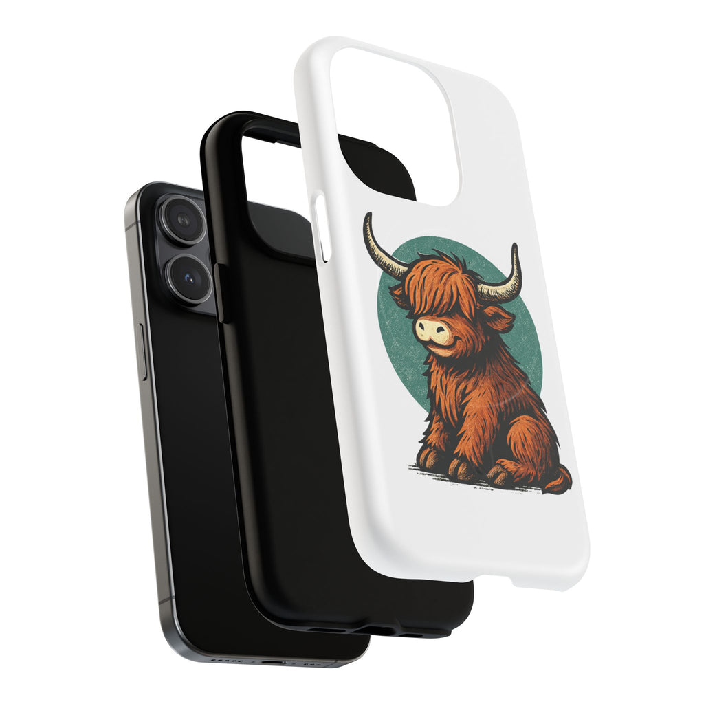Phone Case - Highland Cow Sitting Design - Tough Magnetic Cases