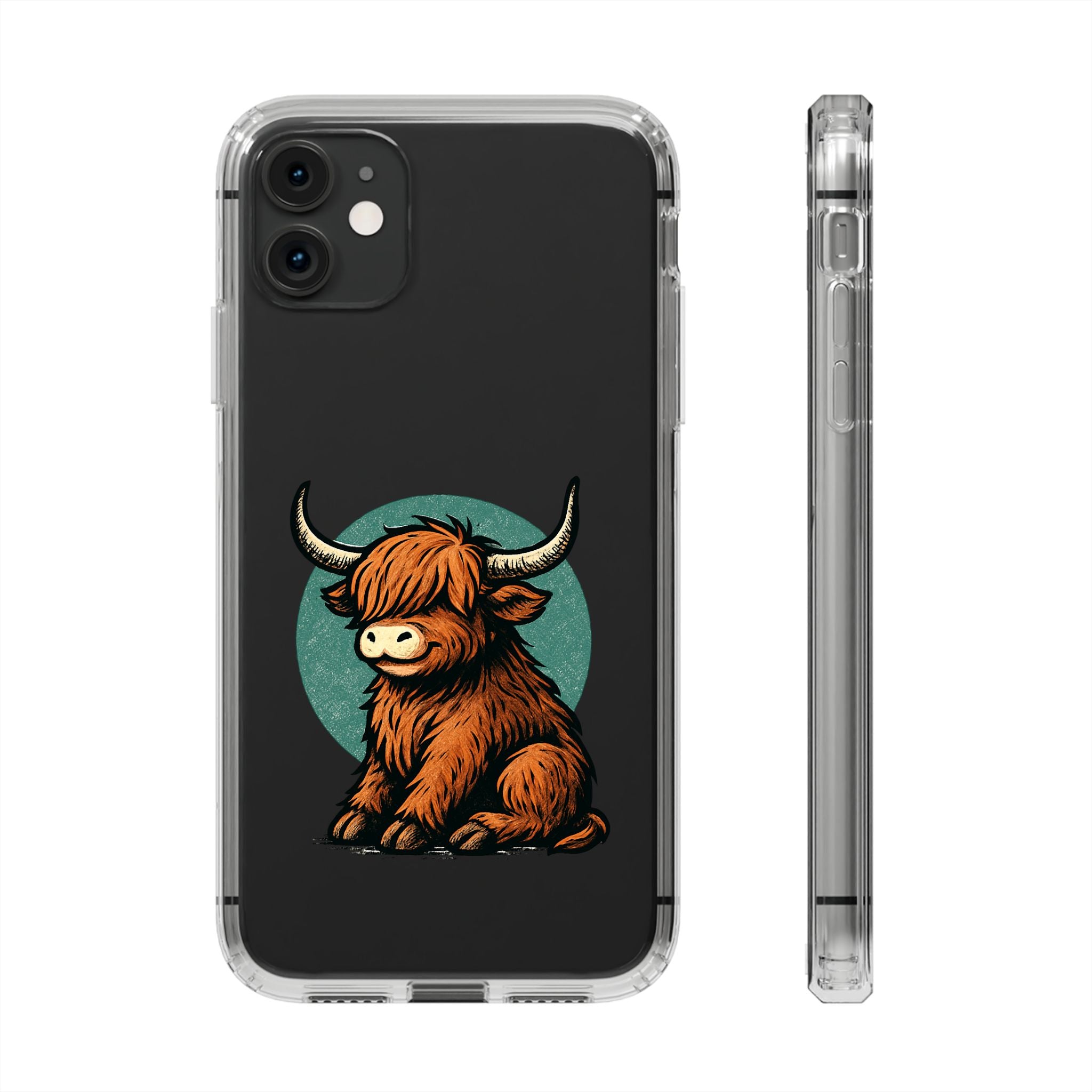 Highland Cow Phone Case, Clear Impact-Resistant Case, Cute Animal Case, Gift for Cow Lovers, Best Friend Gift, Unique Phone Accessory