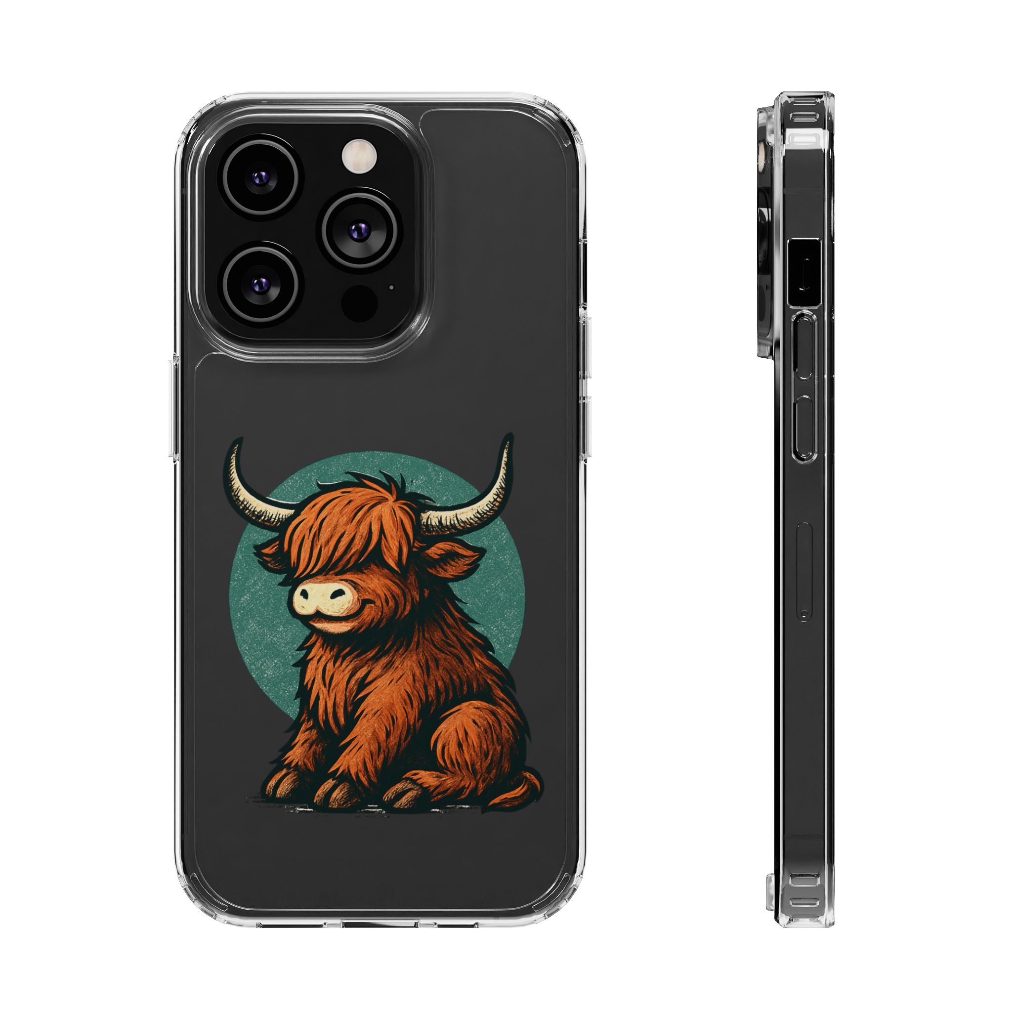 Highland Cow Phone Case, Clear Impact-Resistant Case, Cute Animal Case, Gift for Cow Lovers, Best Friend Gift, Unique Phone Accessory