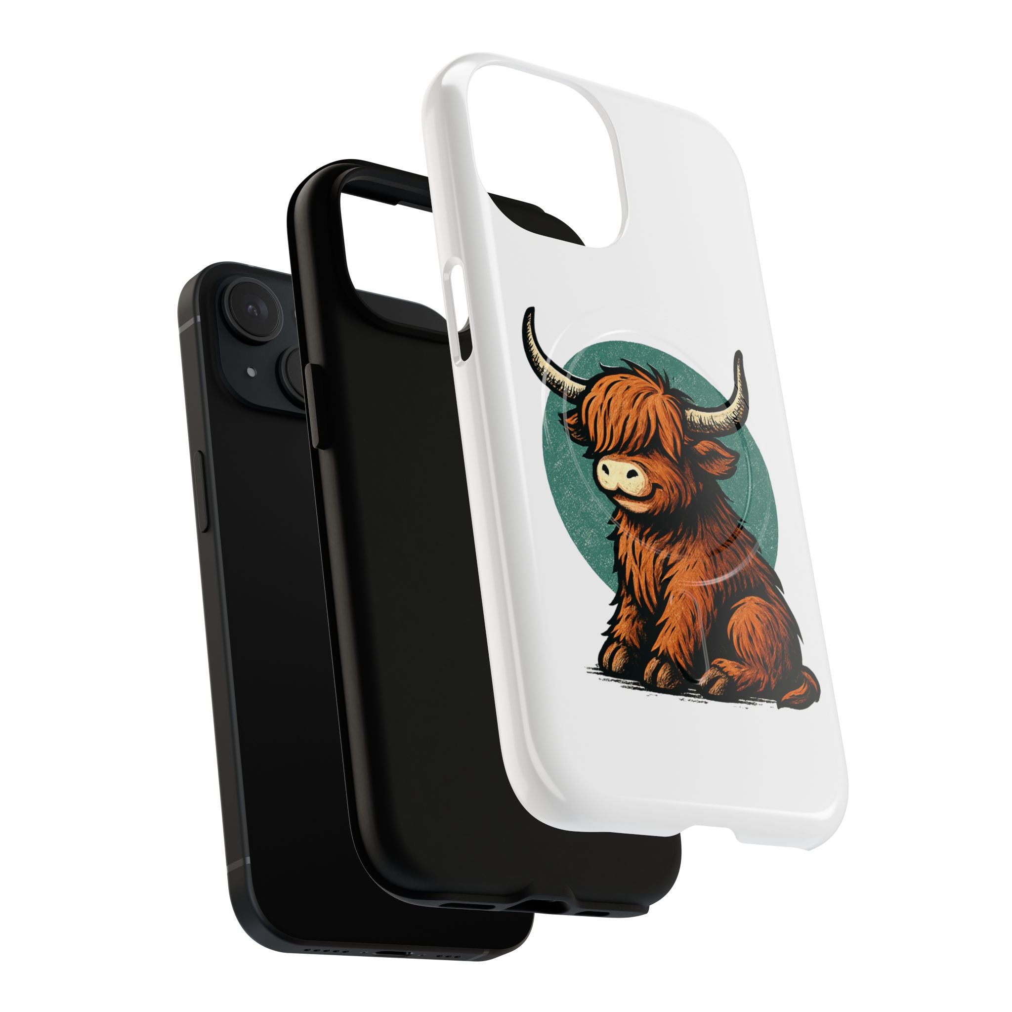 Phone Case - Highland Cow Sitting Design - Tough Magnetic Cases