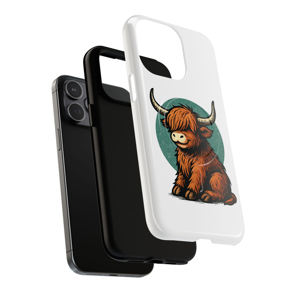 Phone Case - Highland Cow Sitting Design - Tough Magnetic Cases