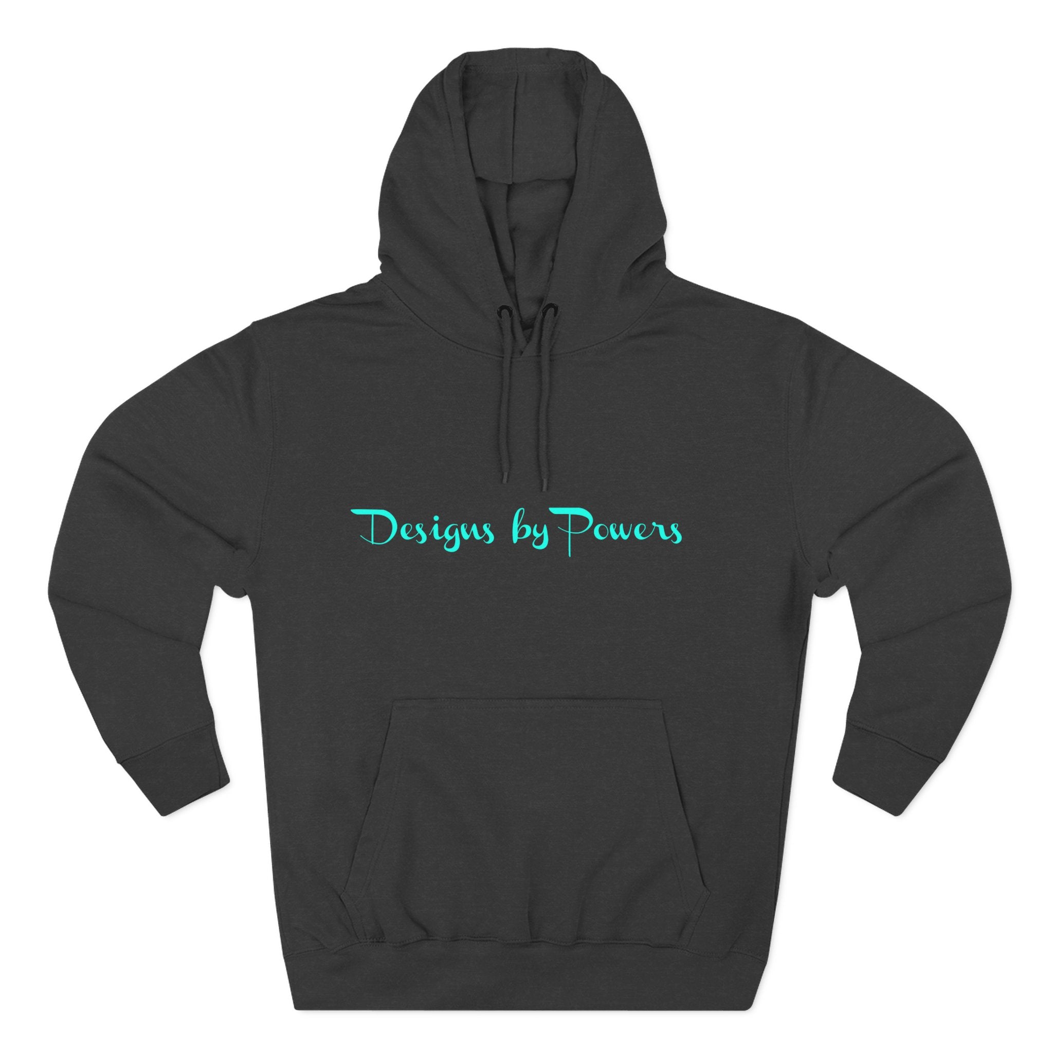 Designs by Powers Logo Cozy Three-Panel Fleece Hoodie for All Occasions, Casual Wear, Gift for Friends, Trendy Hoodie, Warm Layering, Everyday Comfort