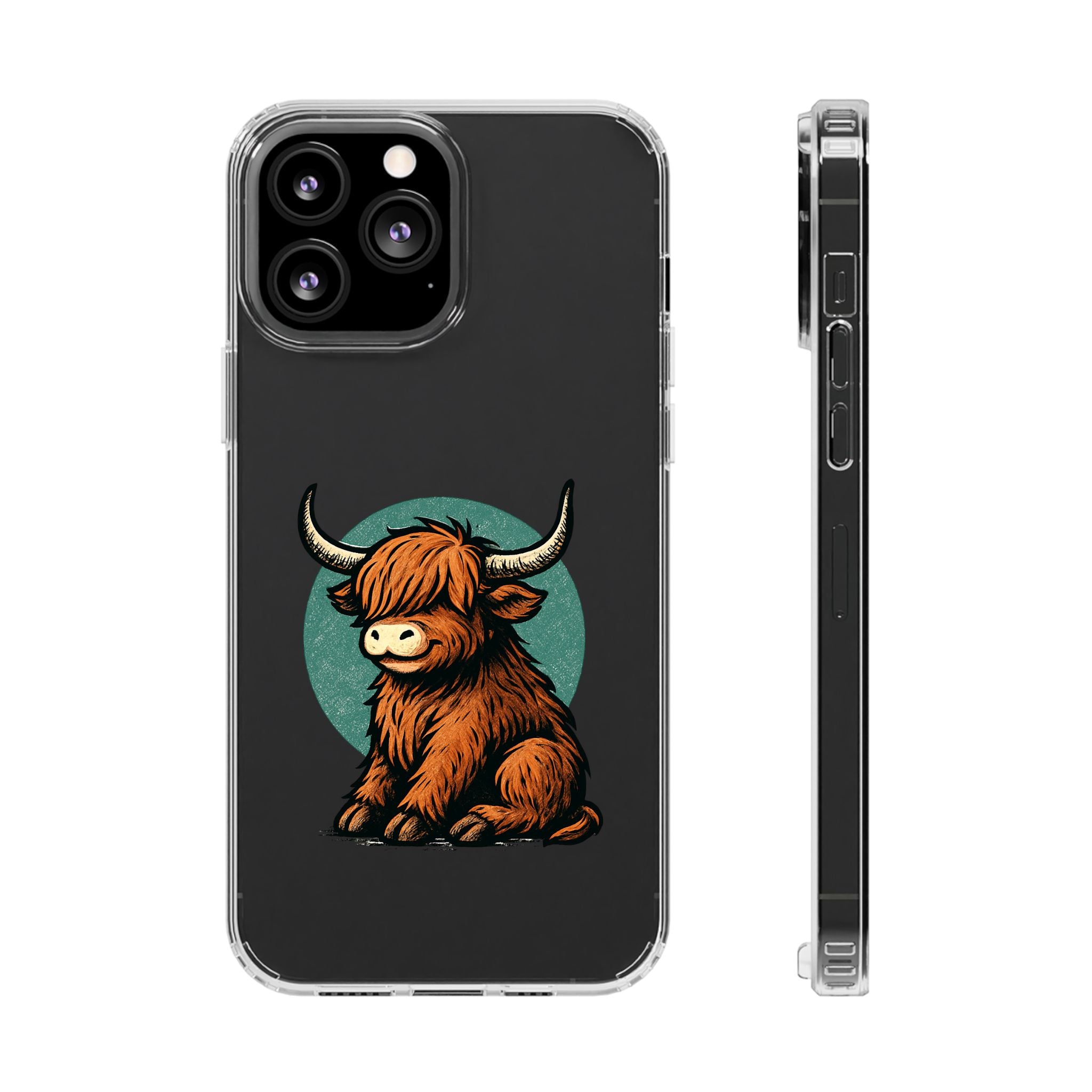 Highland Cow Phone Case, Clear Impact-Resistant Case, Cute Animal Case, Gift for Cow Lovers, Best Friend Gift, Unique Phone Accessory