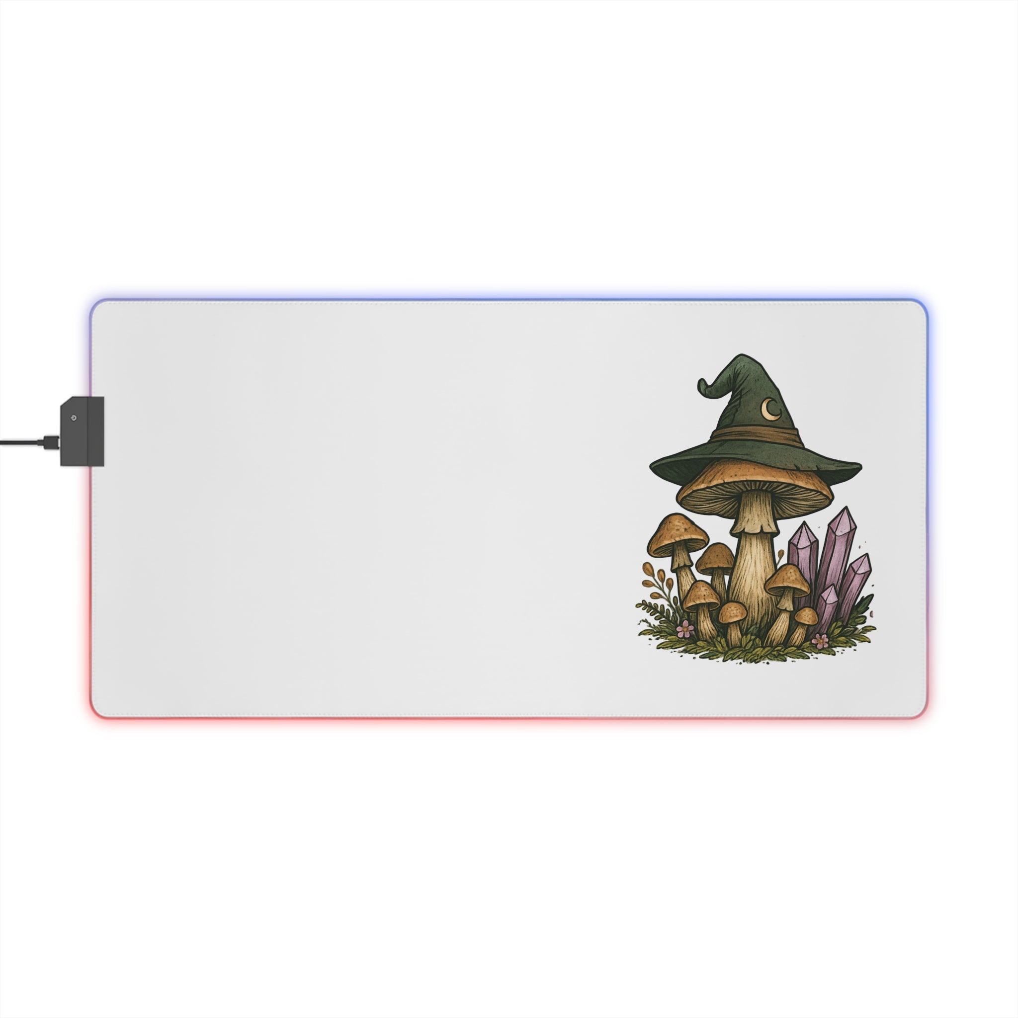 Magical Mushrooms LED Gaming Mouse Pad, Gamer Desk Accessories, RGB Mouse Mat, Fantasy Gaming Decor, Unique Gift for Gamers