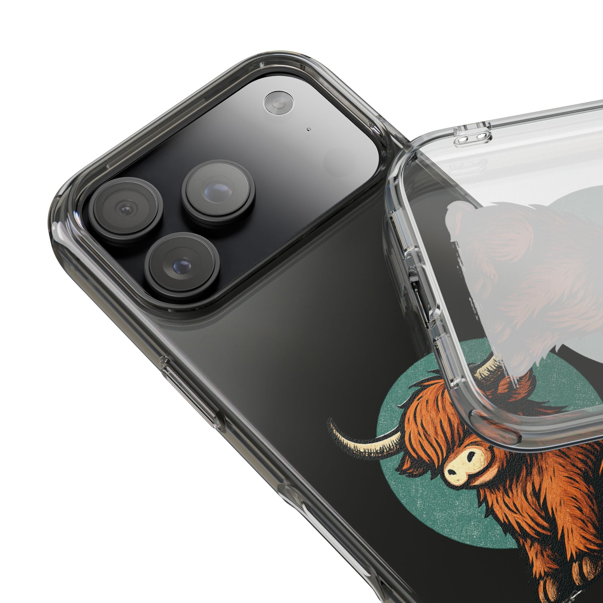 Highland Cow Phone Case, Clear Impact-Resistant Case, Cute Animal Case, Gift for Cow Lovers, Best Friend Gift, Unique Phone Accessory